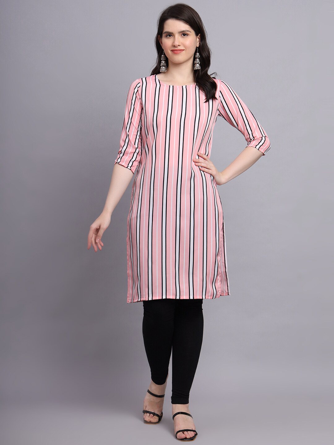 

BAESD Striped Straight Kurta, Pink