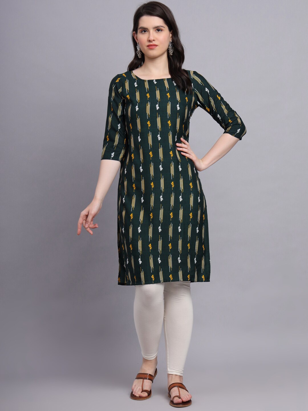 

BAESD Abstract Printed Straight Kurta, Green
