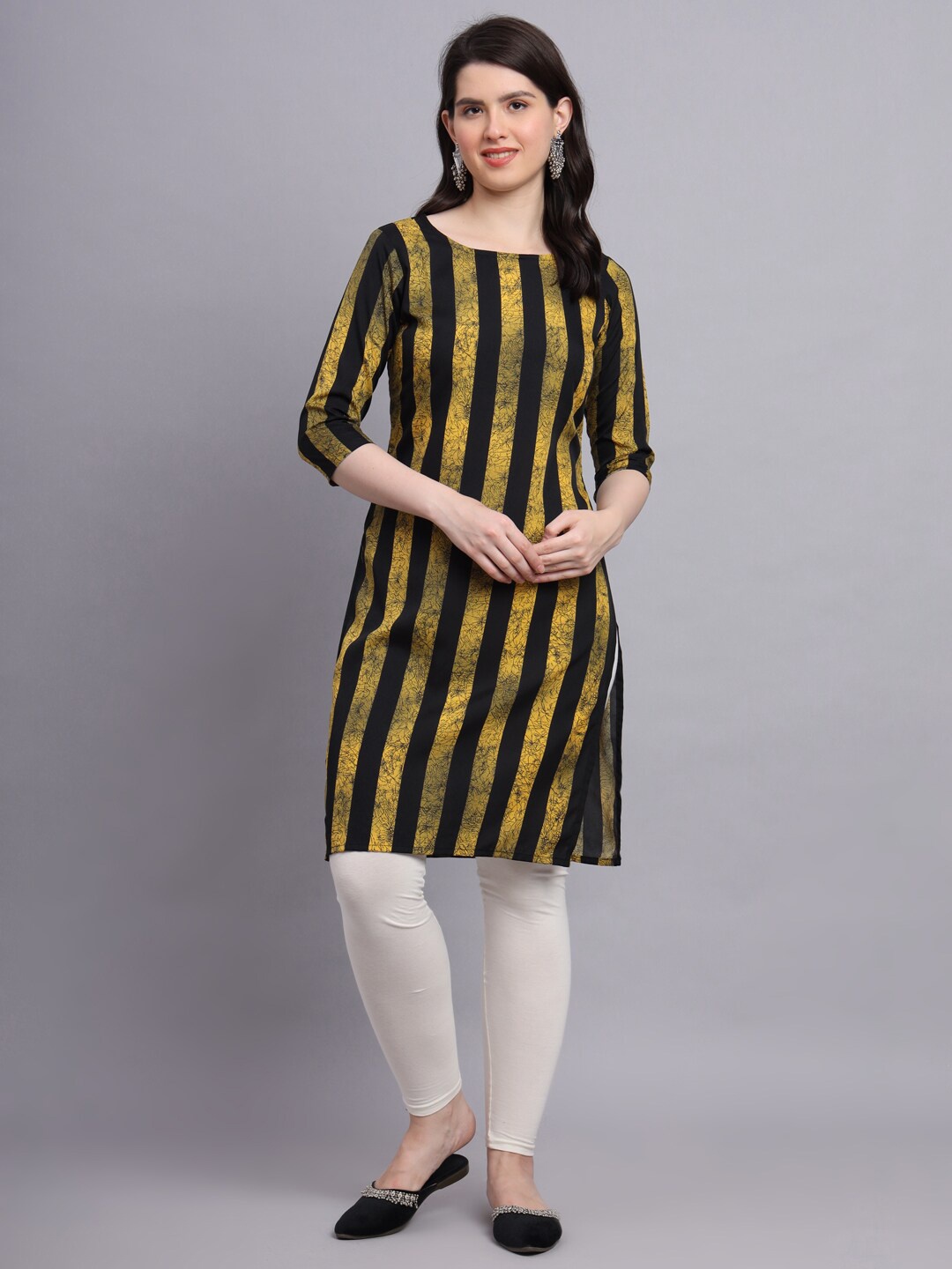 

BAESD Striped Straight Kurta, Yellow