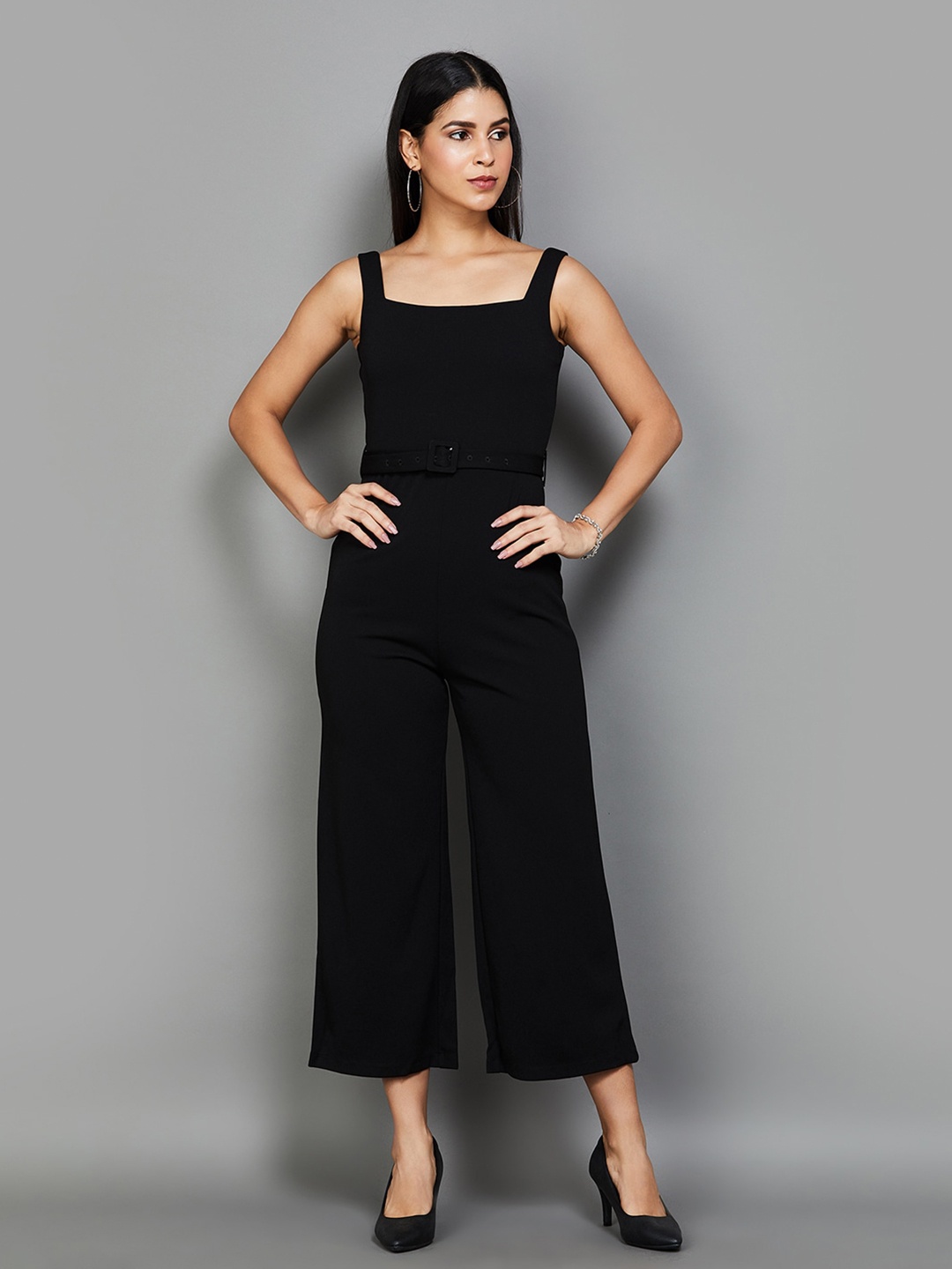

CODE by Lifestyle Shoulder Straps Culotte Jumpsuit, Black