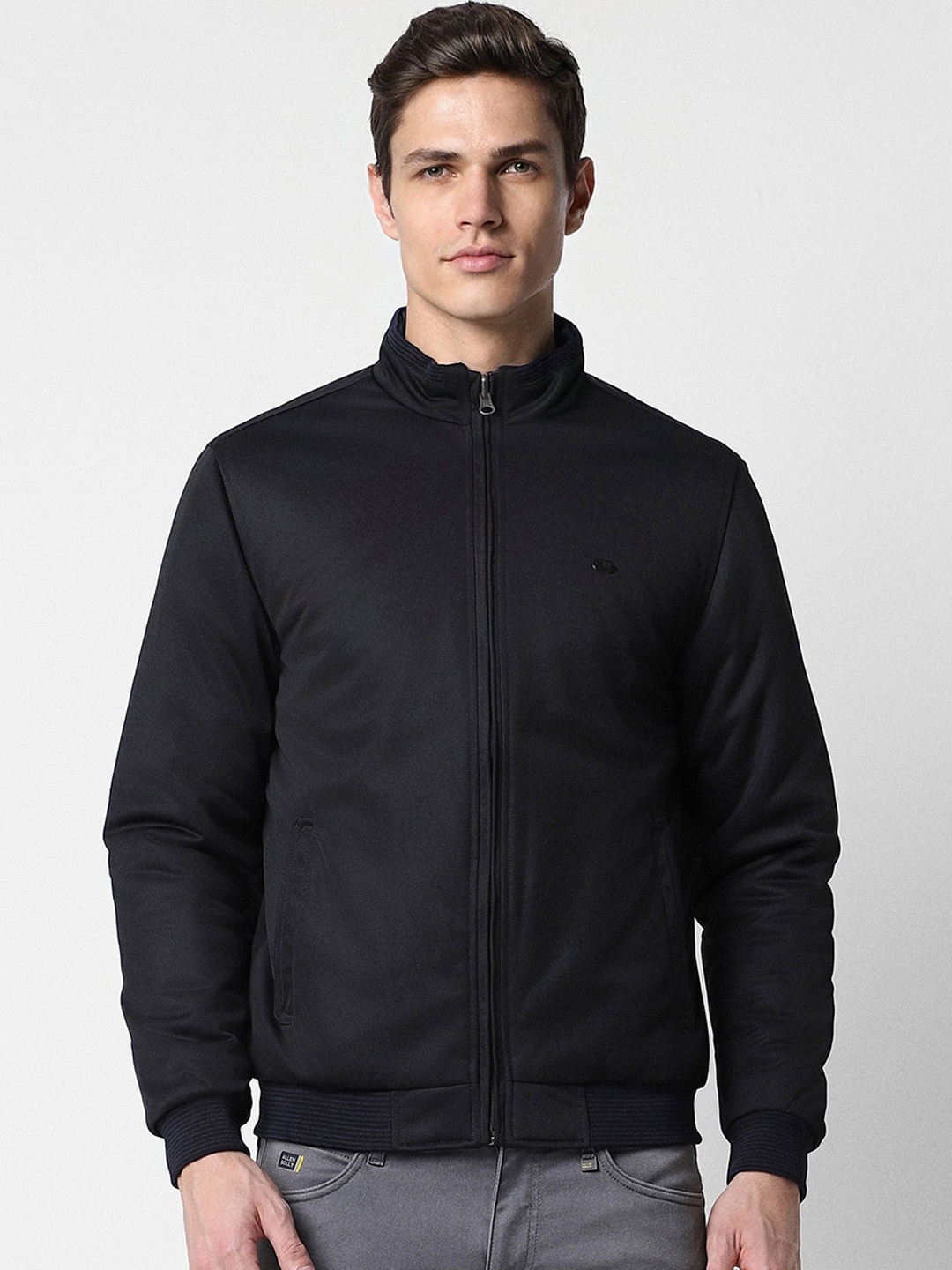 

Peter England Casuals Stand Collar Bomber Jacket, Black