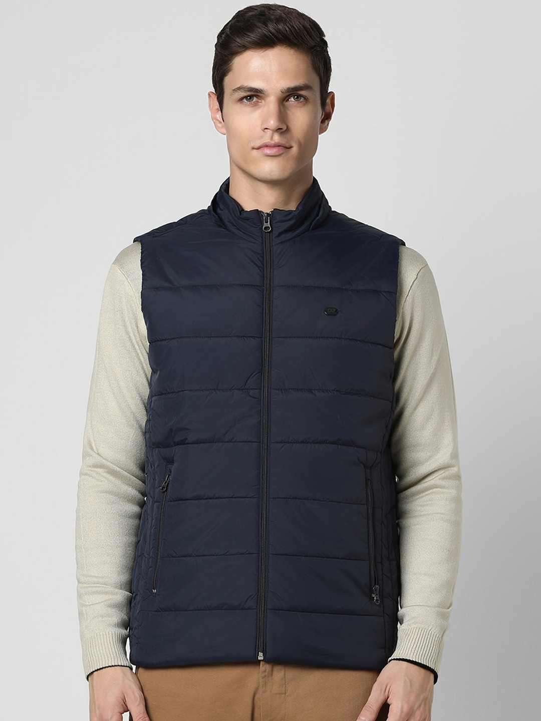 

Peter England Casuals Mock Collar Padded Jacket, Navy blue