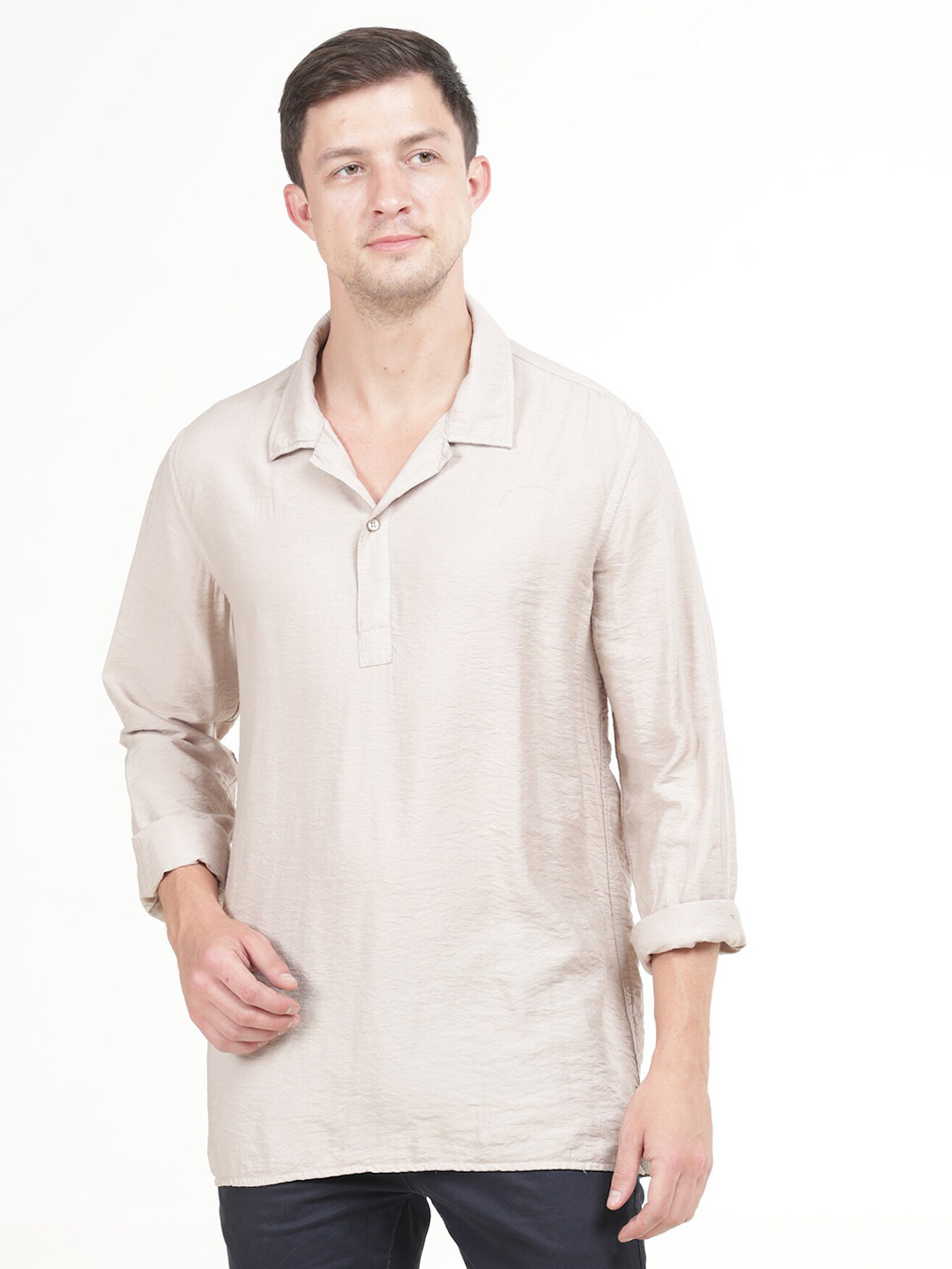 

POE Smart Slim Fit Spread Collar Shirt, Beige