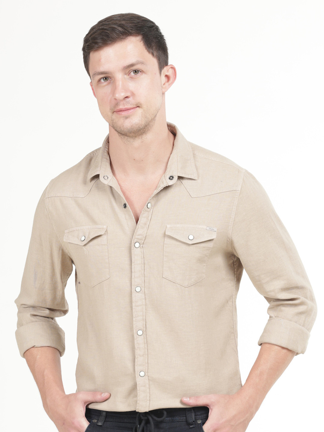 

POE Smart Slim Fit Casual Shirt, Beige