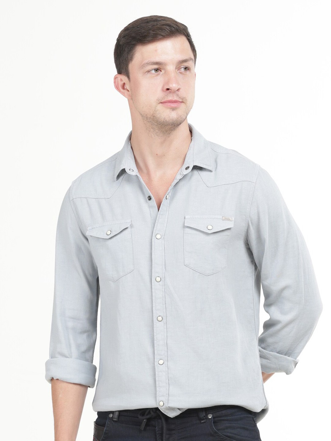 

POE Smart Slim Fit Cotton Casual Shirt, Grey