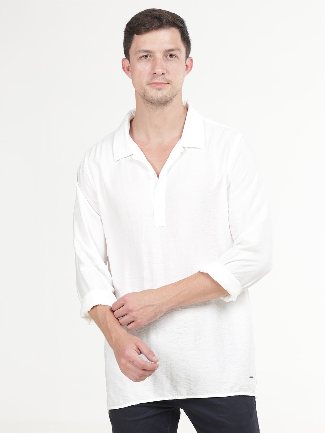 

POE Smart Slim Fit Solid Casual Shirt, White