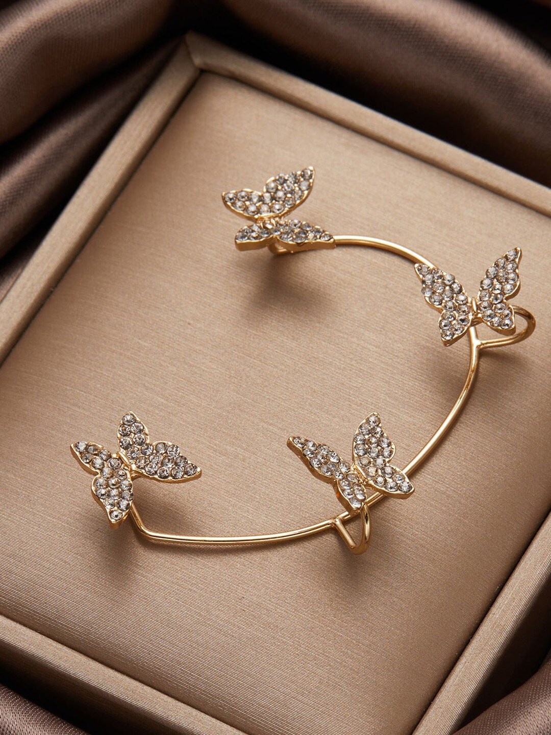 

VAGHBHATT Gold-Plated Stone-Studded Butterfly Ear Cuff