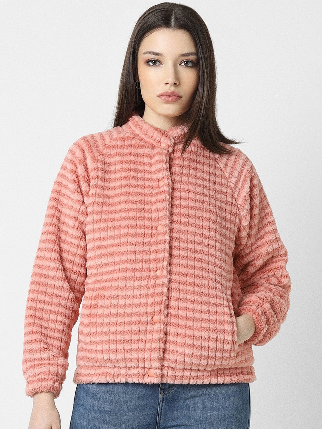 

Van Heusen Woman Striped Bomber Jacket, Pink