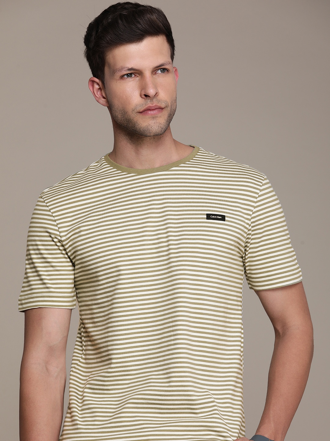 

Calvin Klein Jeans Striped Pure Cotton T-shirt, Green
