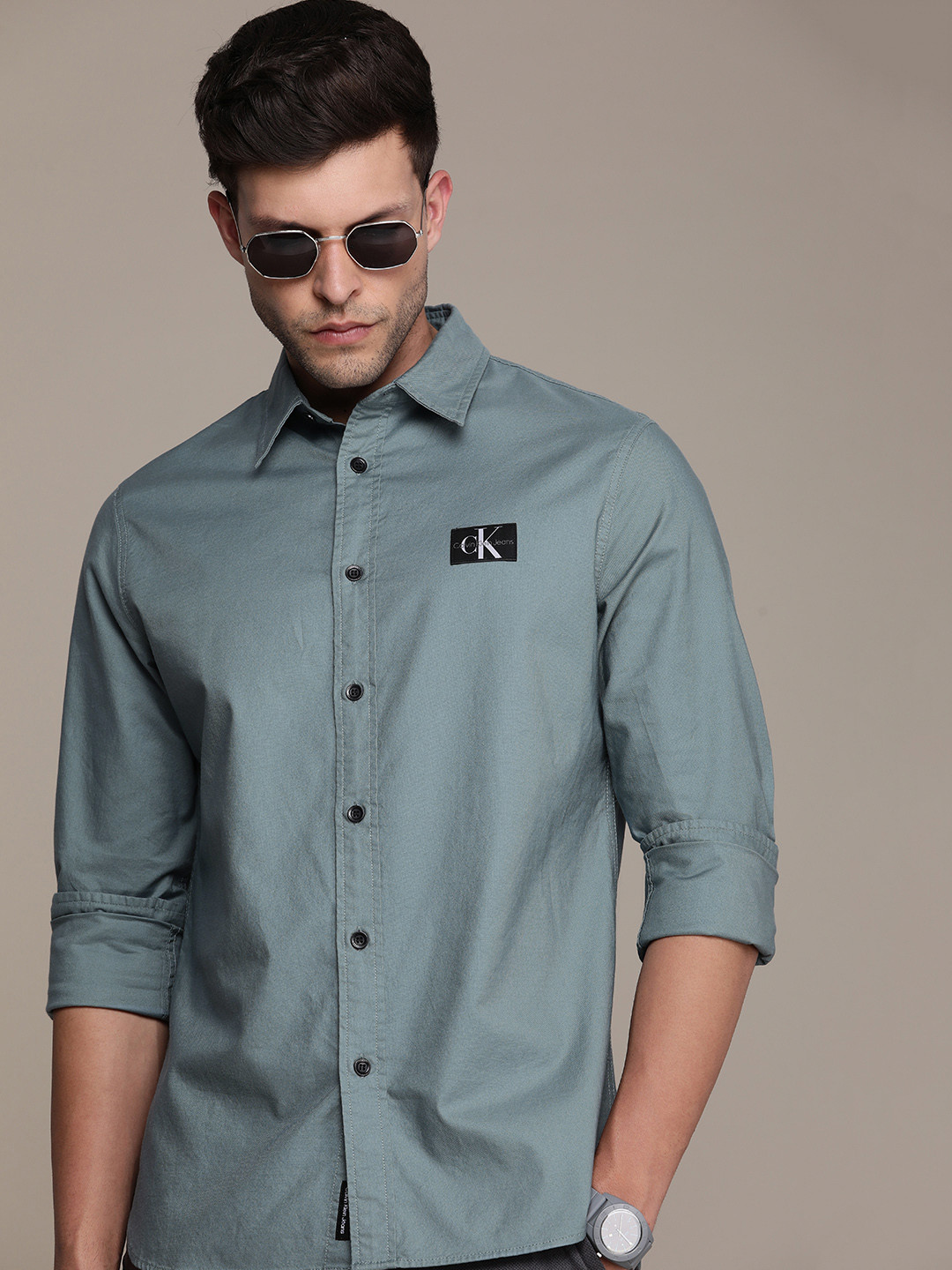 

Calvin Klein Jeans Men Pure Cotton Casual Shirt, Green