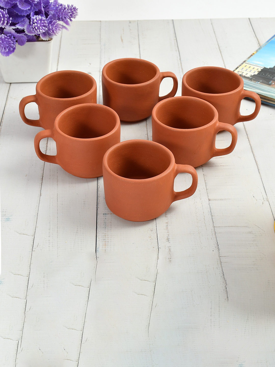 

CLIO'S HERITAGE STORE Brown 6 Pieces Solid Ceramic Matte Cups 150 Ml