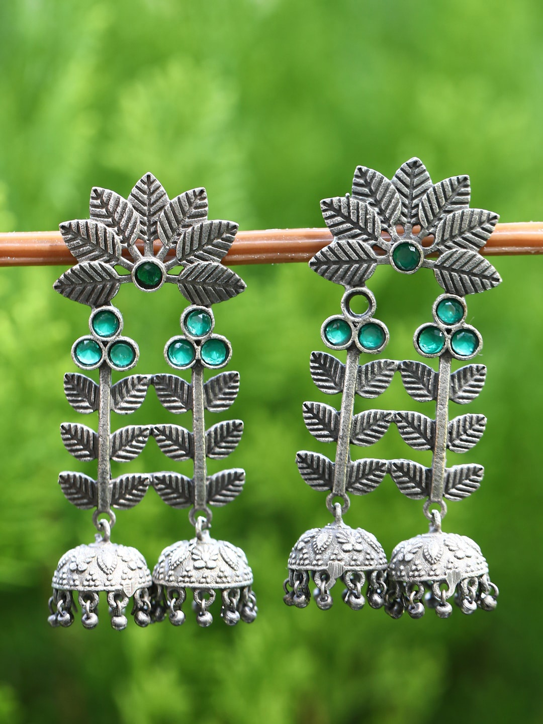 

Sangria Silver-Plated Oxidised Drop Earrings