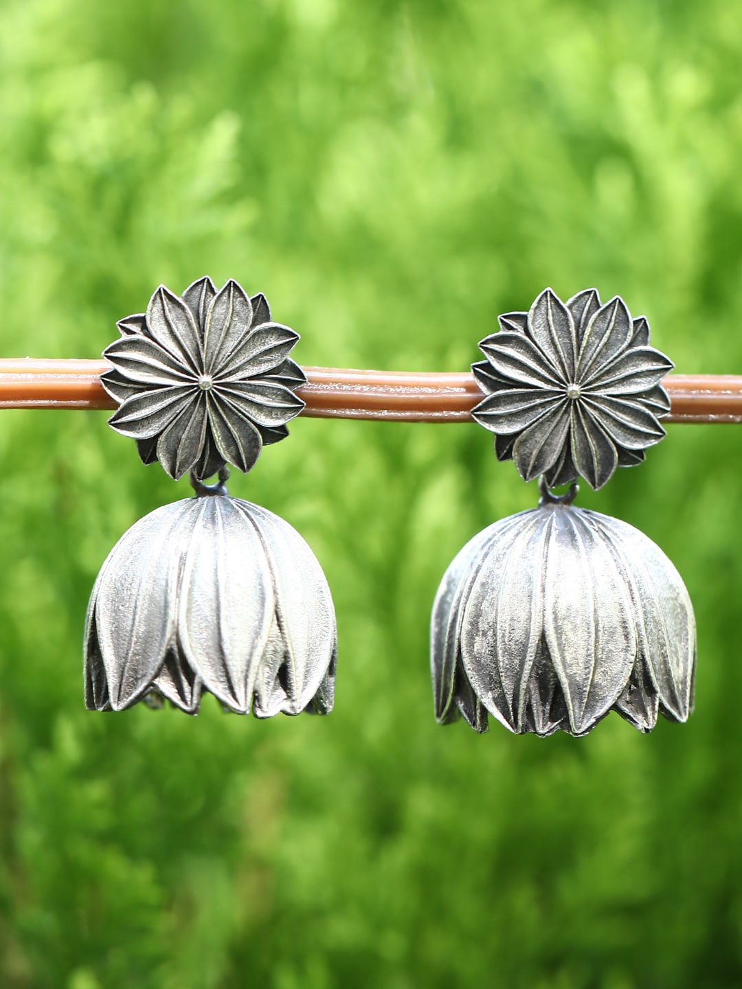 

Sangria Silver Plated Oxidised Jhumkas