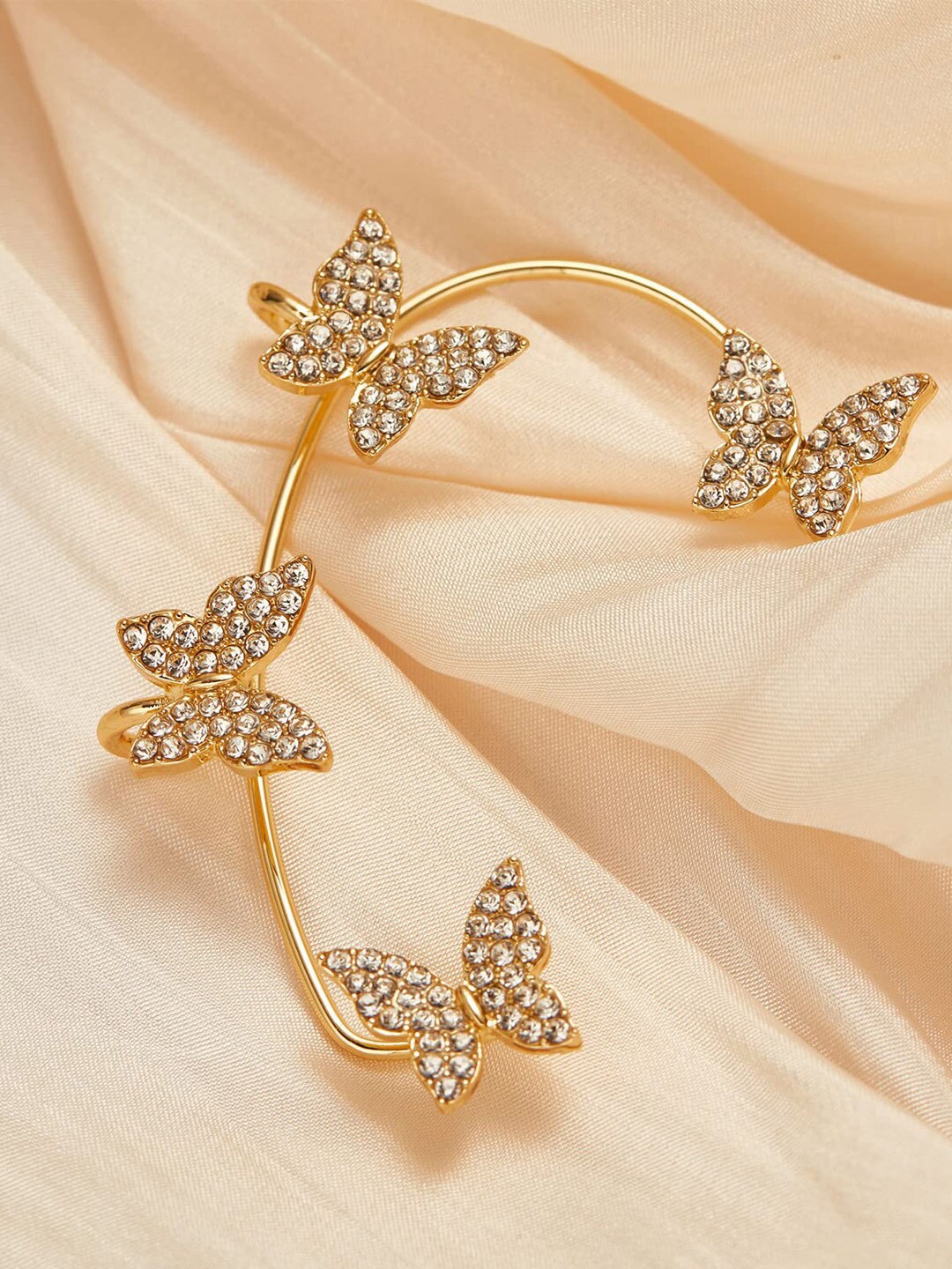 

Krelin Gold-Plated Stones-Studded Butterfly- Shaped Ear Cuff