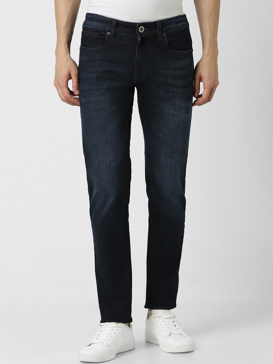 

Peter England Casuals Men Navy Blue Tapered Fit Clean Look Stretchable Jeans