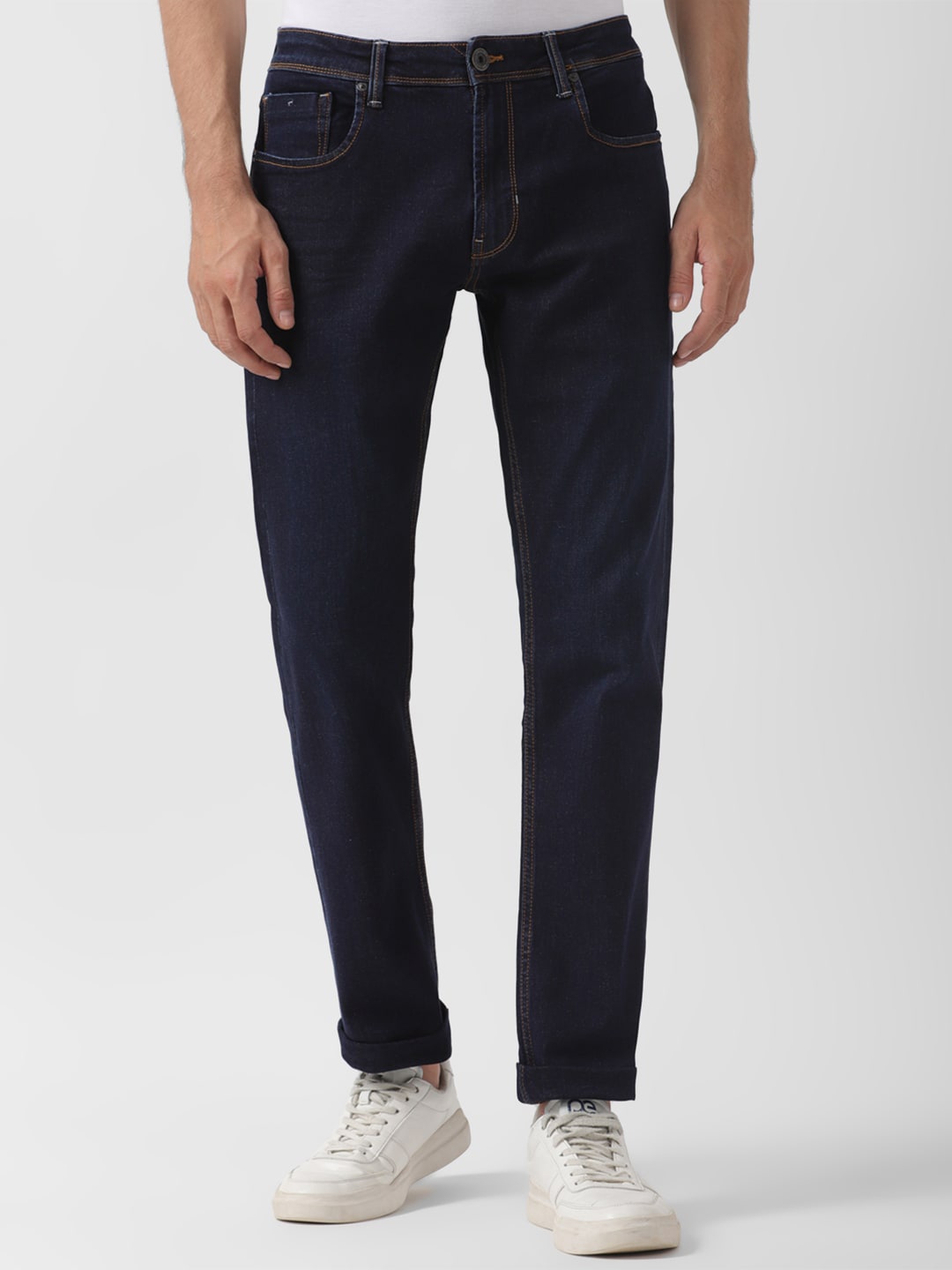 

Peter England Casuals Men Tapered Fit Mid-Rise Stretchable Jeans, Navy blue