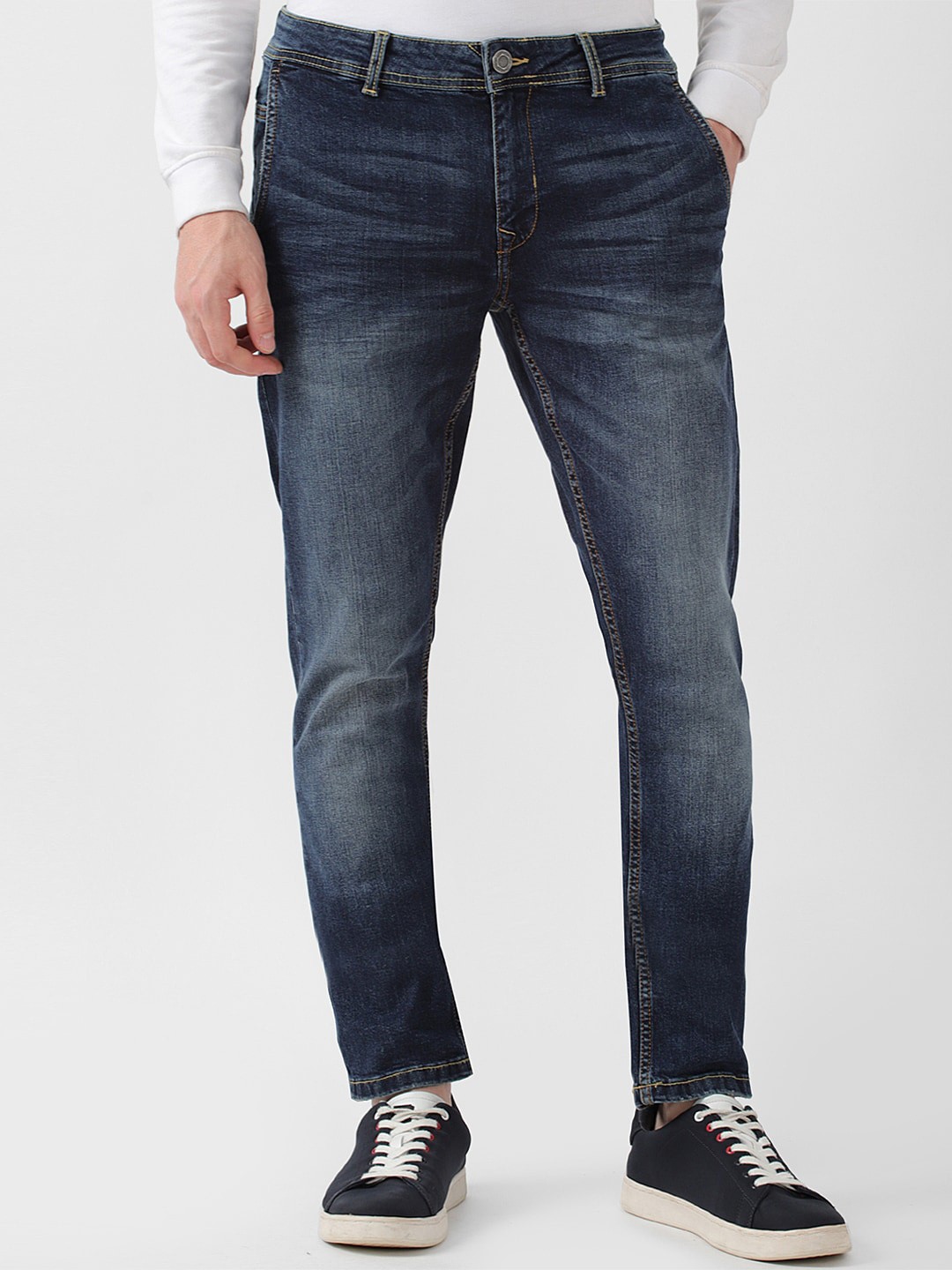 

Peter England Casuals Men Heavy Fade Slim Fit Stretchable Jeans, Navy blue