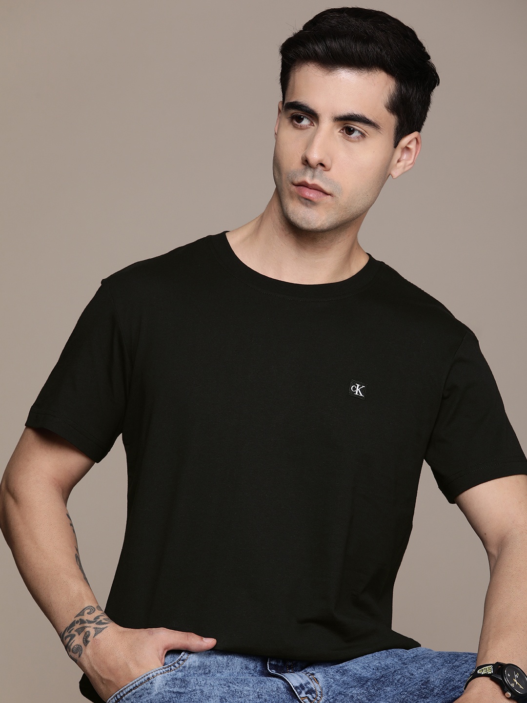 

Calvin Klein Jeans Men Pure Cotton T-shirt, Black