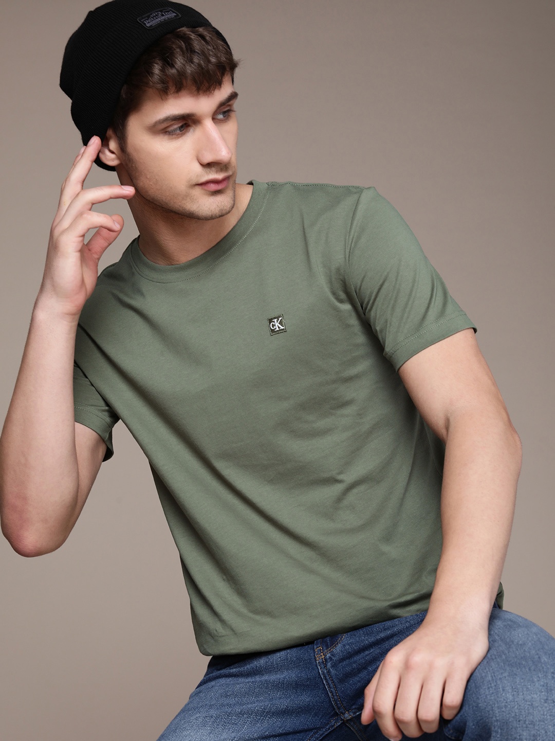 

Calvin Klein Jeans Round Neck Pure Cotton T-shirt, Green