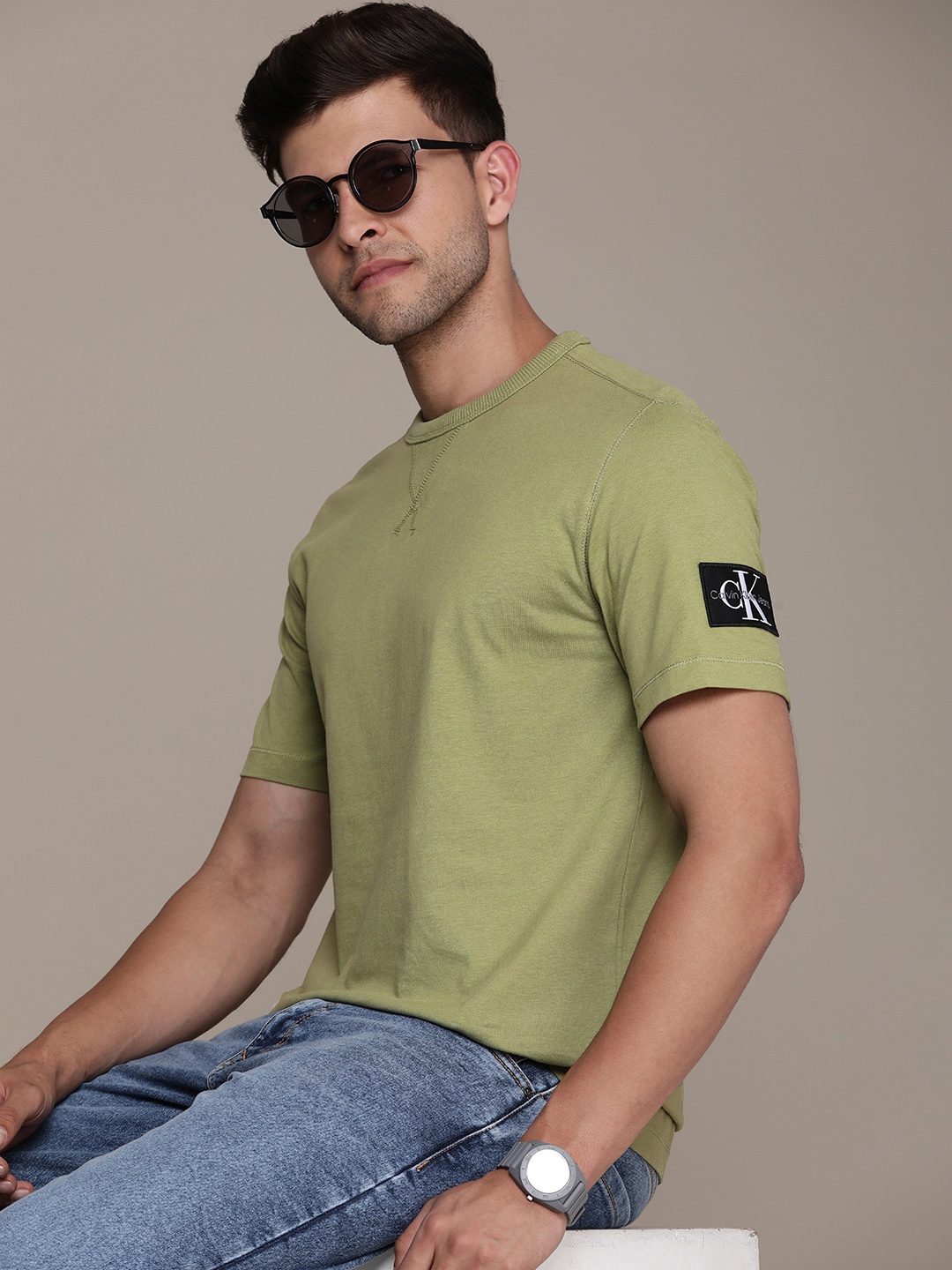 

Calvin Klein Jeans Pure Cotton Applique T-shirt, Olive