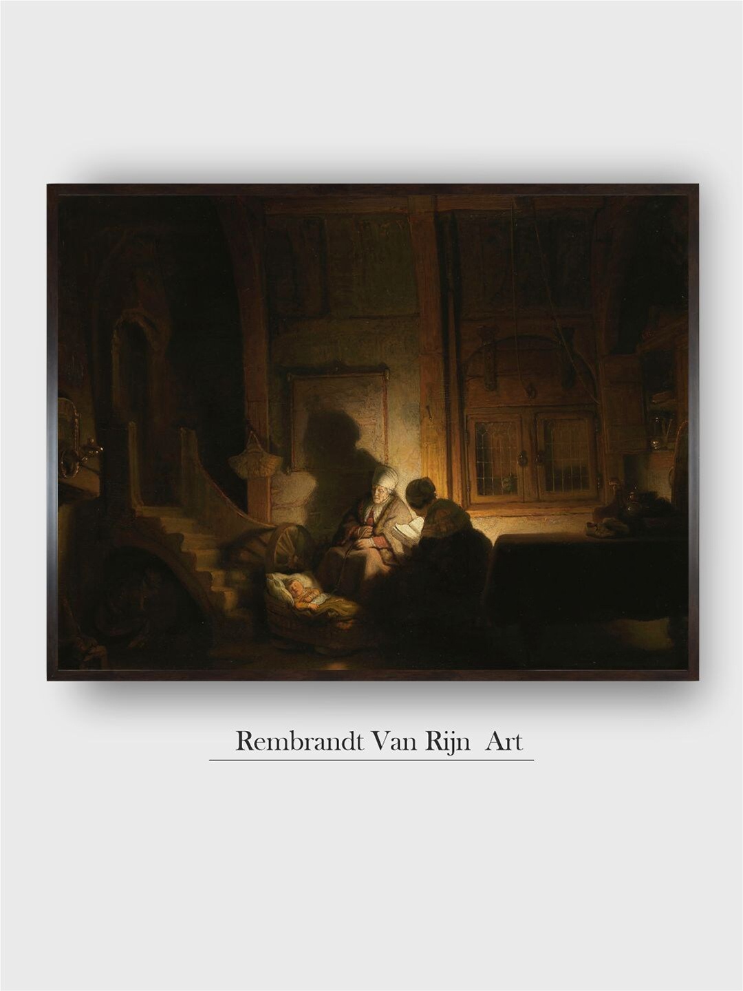

The Art House Black & Brown Holy Family at Night Wooden Painting Wall Art