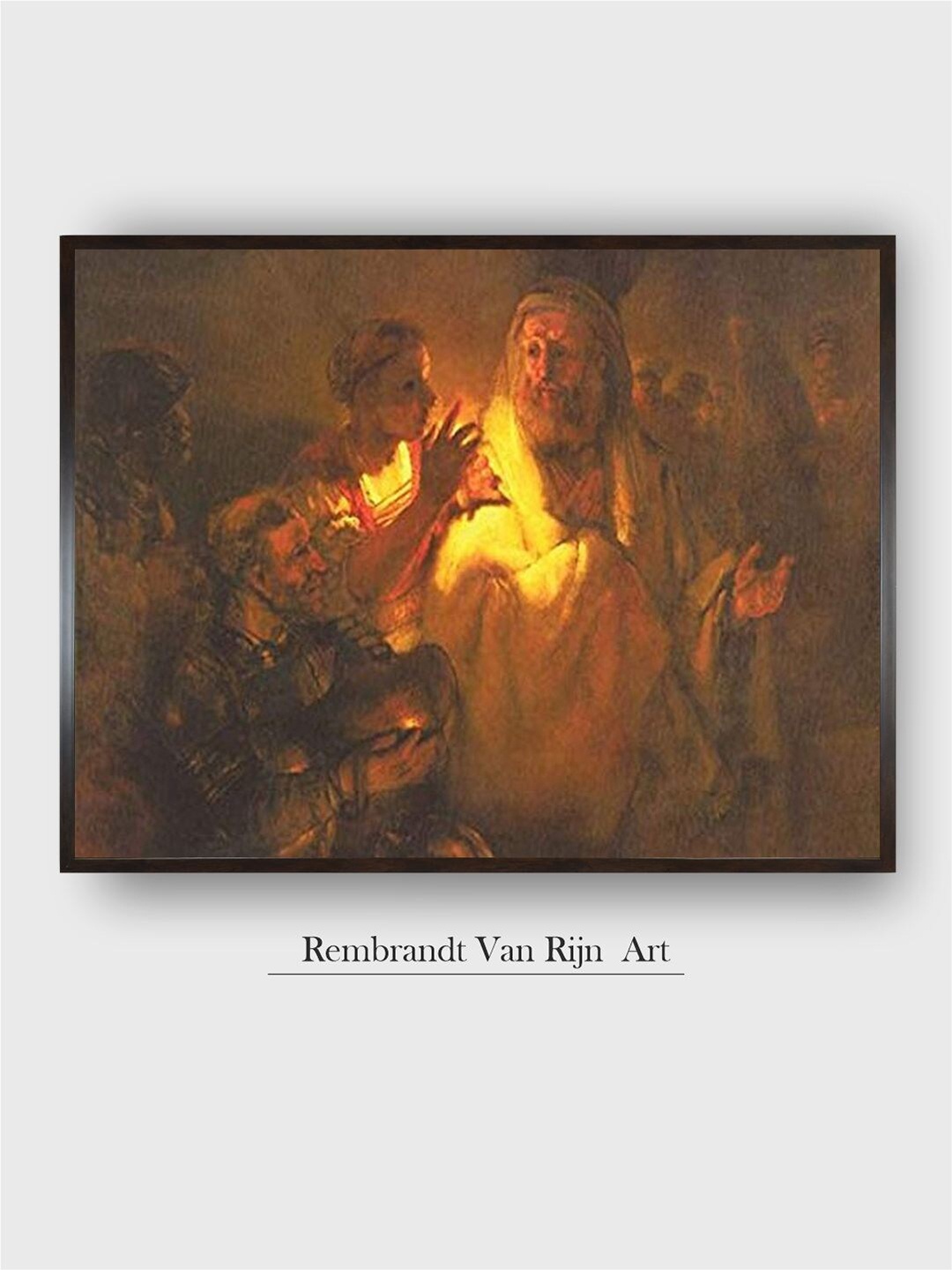 

The Art House Brown & Yellow Apostle Peter Denied Christ Wooden Painting Wall Art