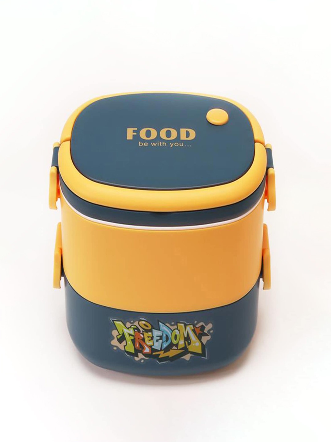 

Kuber Industries Blue & Yellow Microwave Safe Lunch Box 1.45 ML