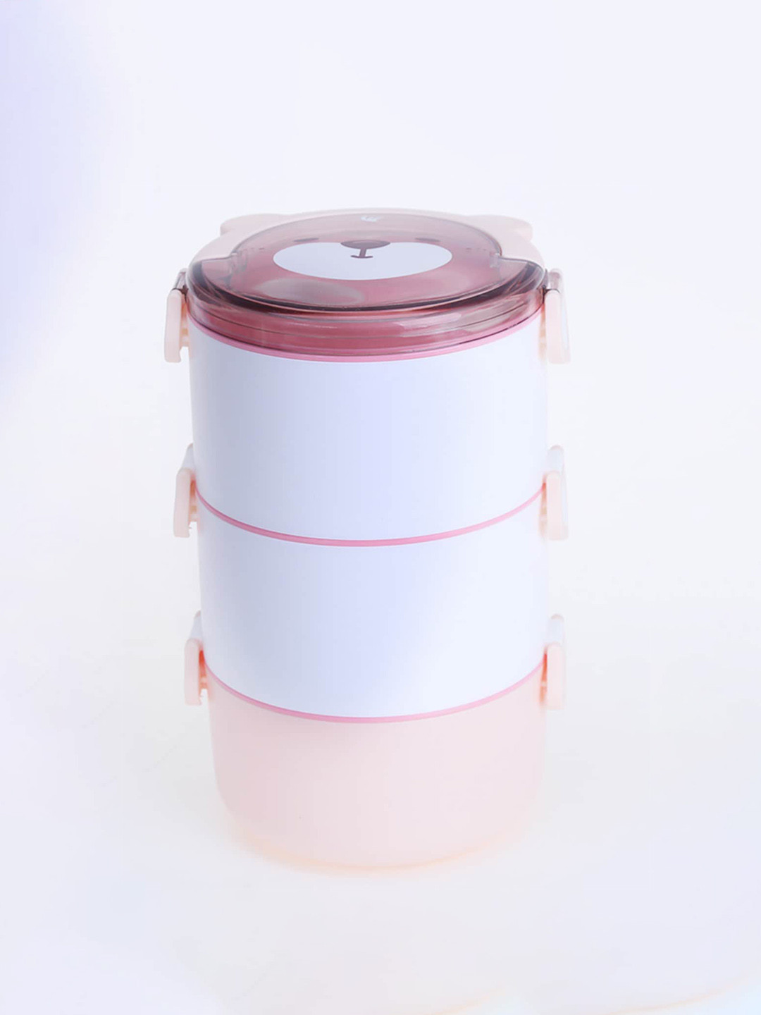 

Kuber Industries White & Blue Microwave Safe Lunch Box 3ML, Pink