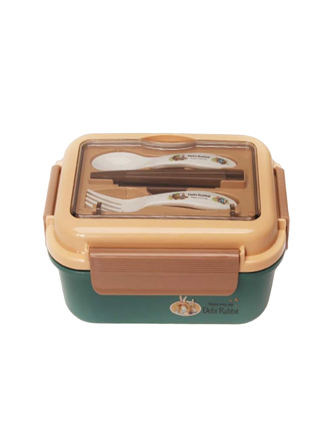 

Kuber Industries Green & Brown Microwave Safe Lunch Box 800 ML