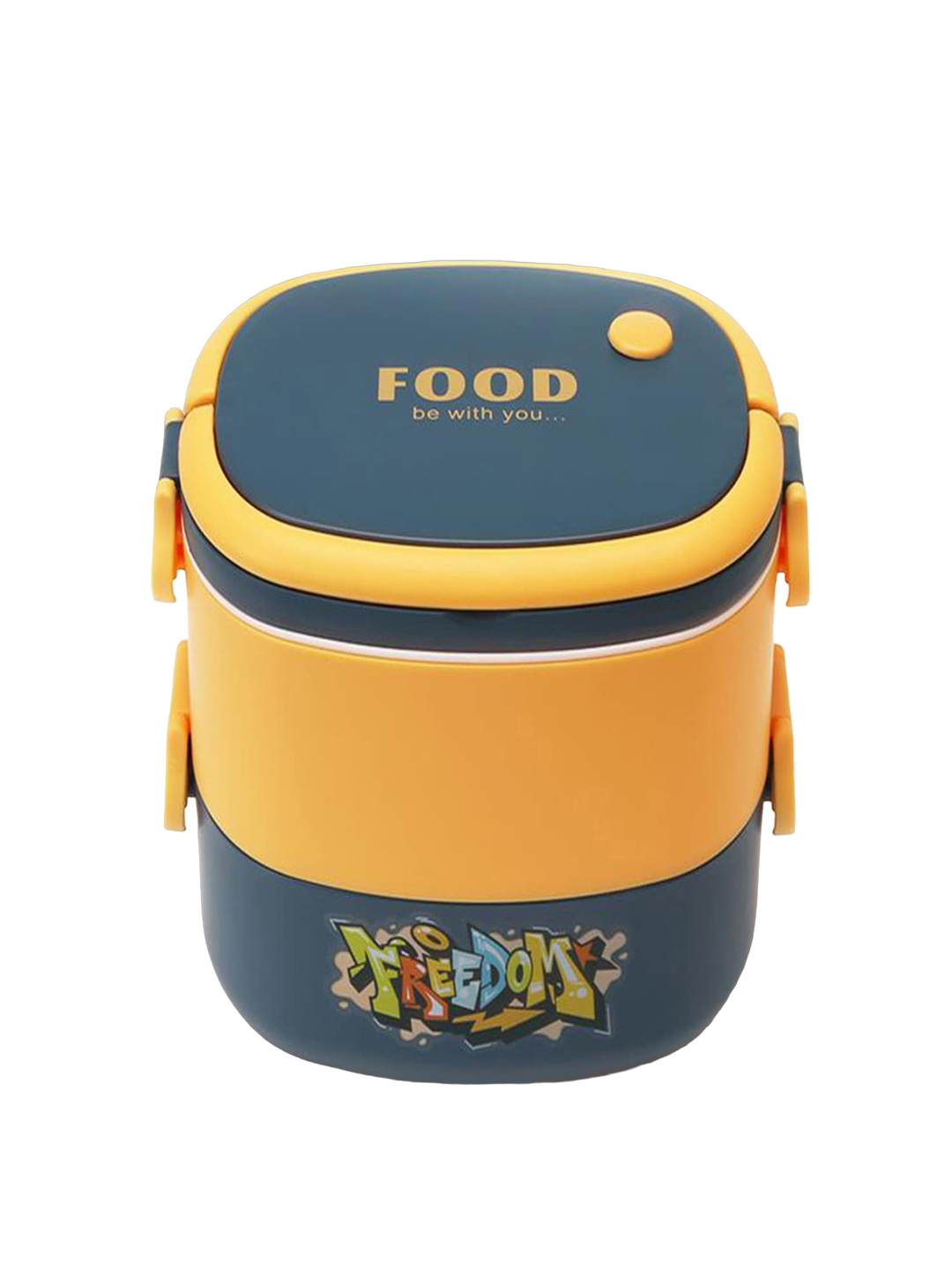 

Kuber Industries Yellow & Navy Blue Microwave Safe Lunch Box 1.8 ML