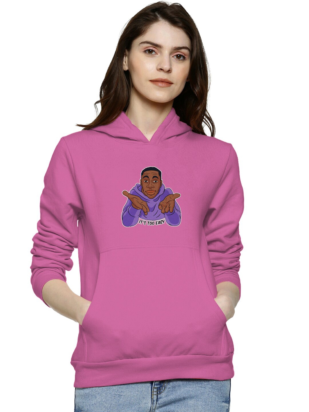

BAESD Graphic Printed Hooded Cotton Pullover, Purple
