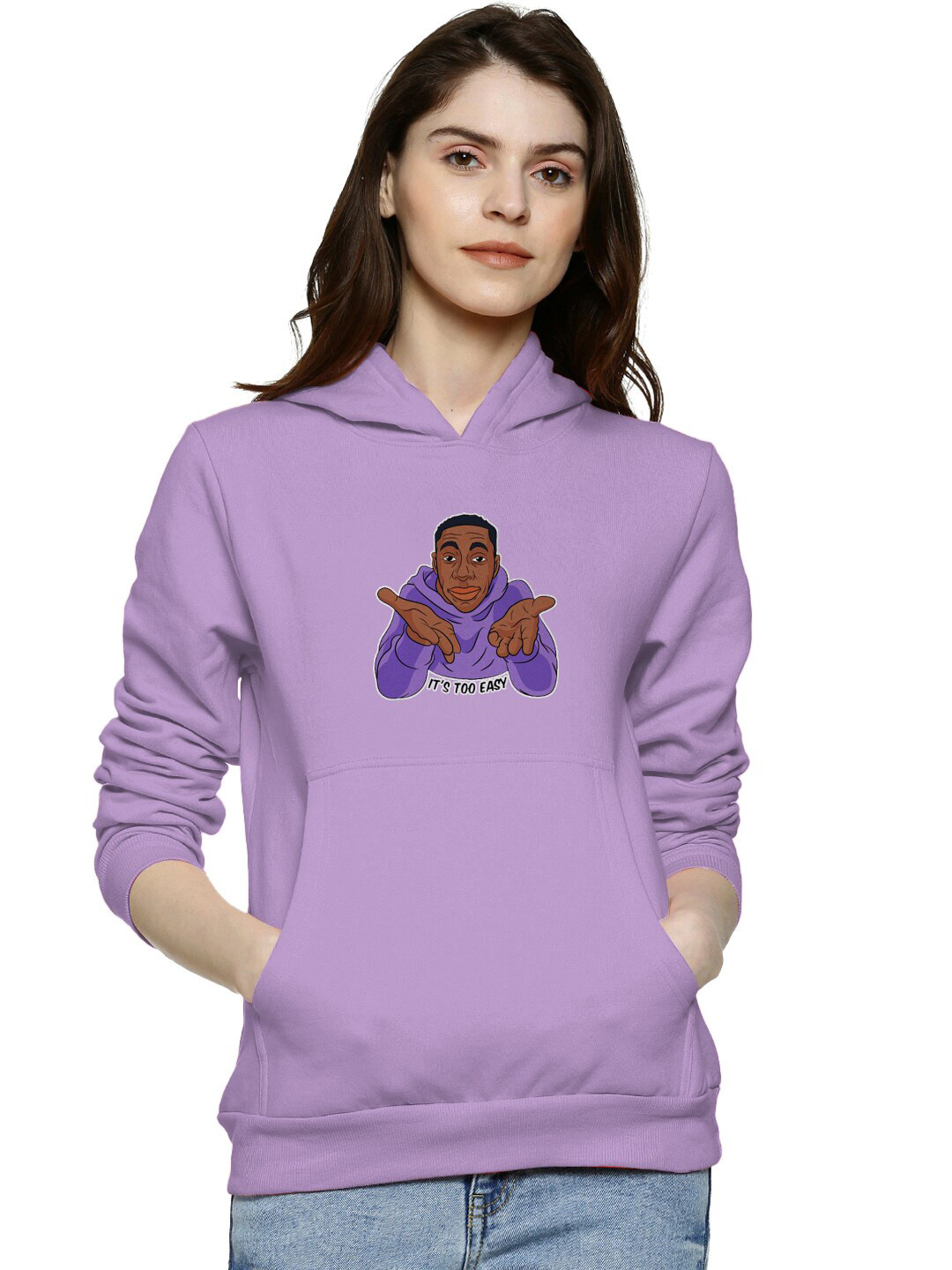 

BAESD Graphic Printed Hooded Cotton Pullover, Lavender