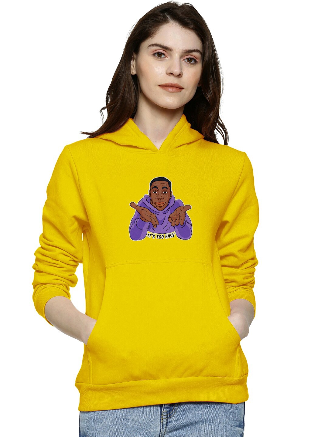 

BAESD Printed Cotton Hooded Pullover Sweatshirt, Yellow