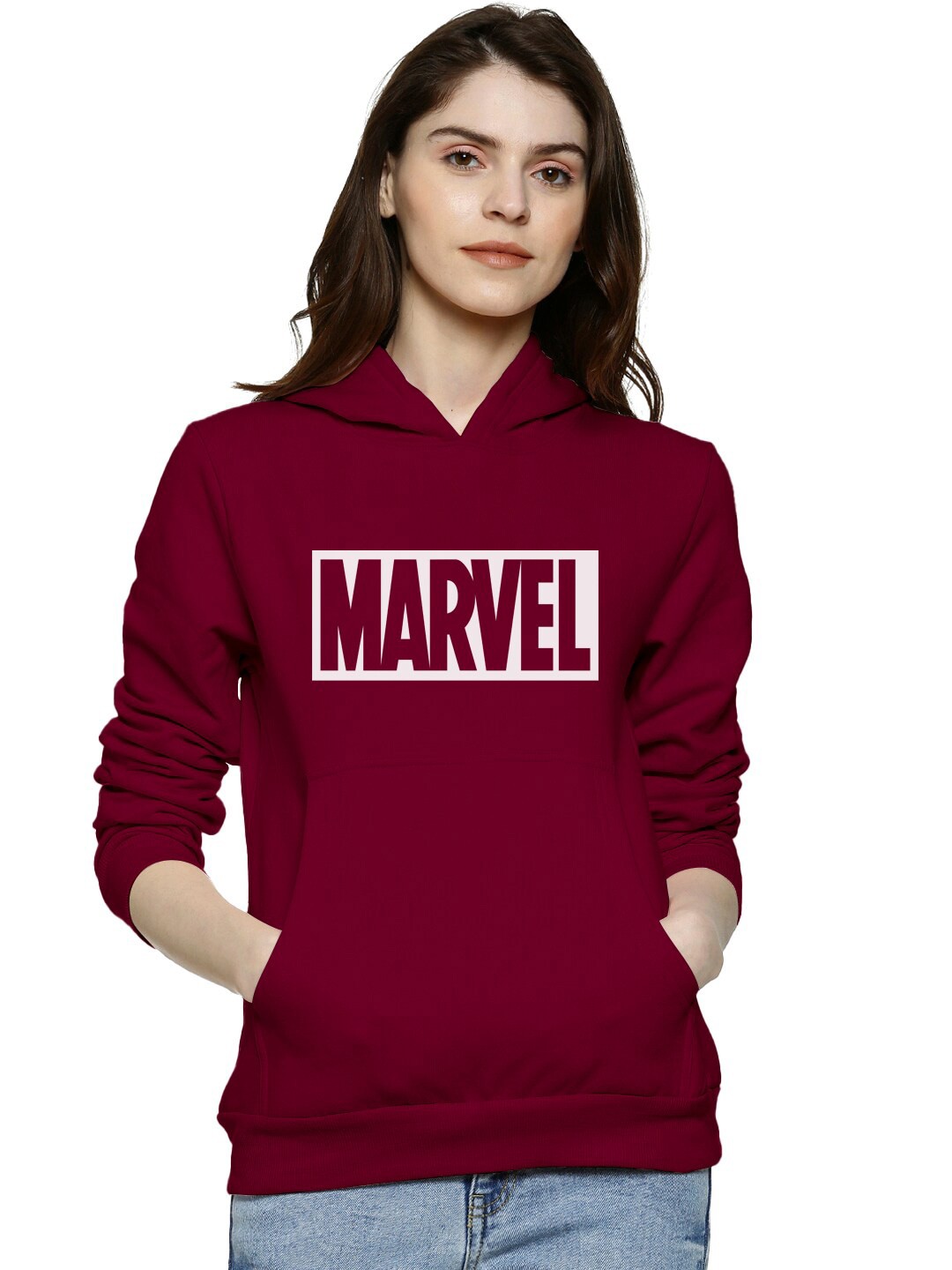 

BAESD Marvel Printed Hooded Cotton Pullover, Maroon