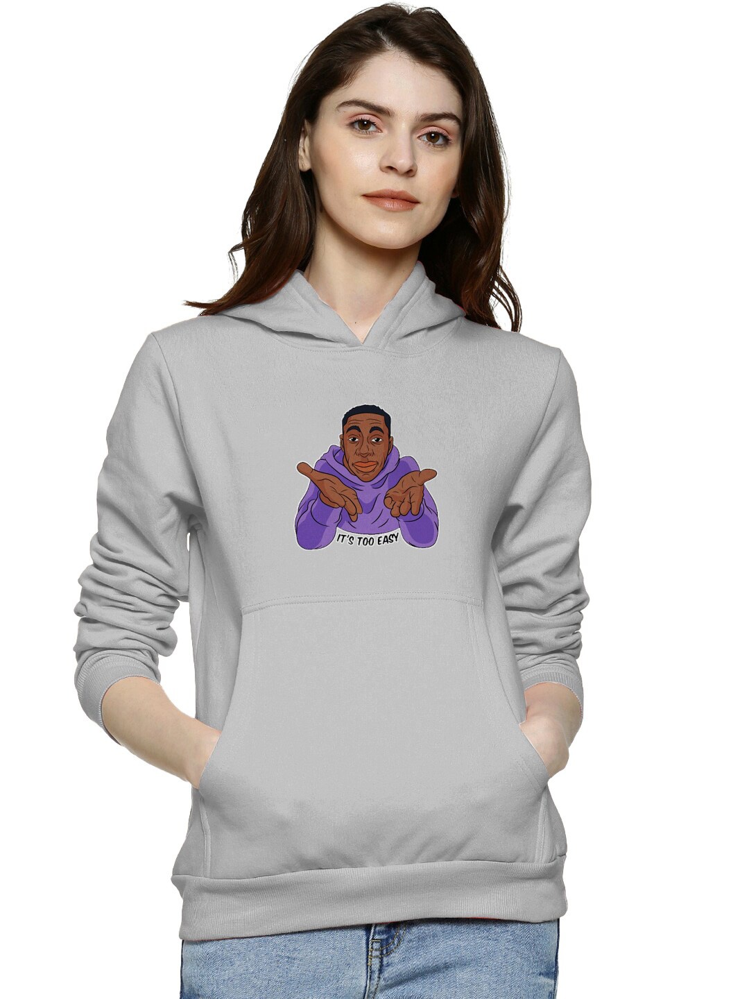 

BAESD Graphic Printed Cotton Hooded Pullover, Grey