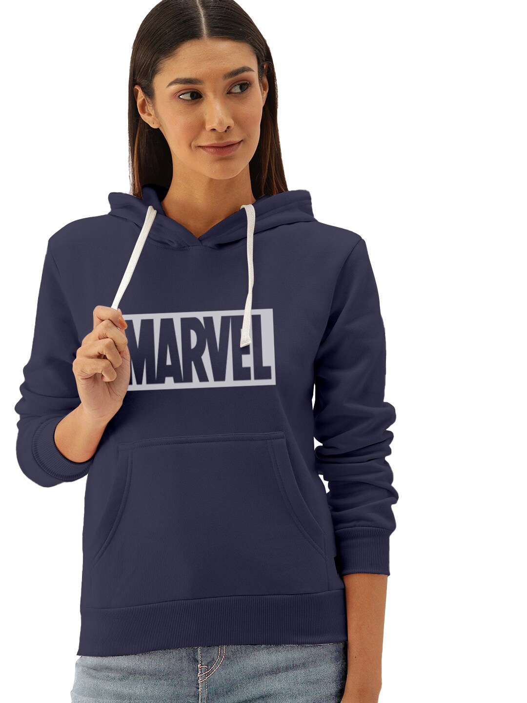 

BAESD Marvel Printed Hooded Cotton Pullover, Navy blue
