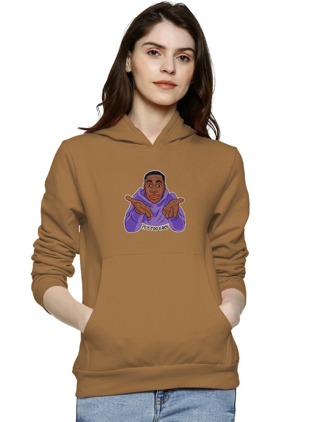 

BAESD Graphic Printed Hooded Cotton Sweatshirt, Brown