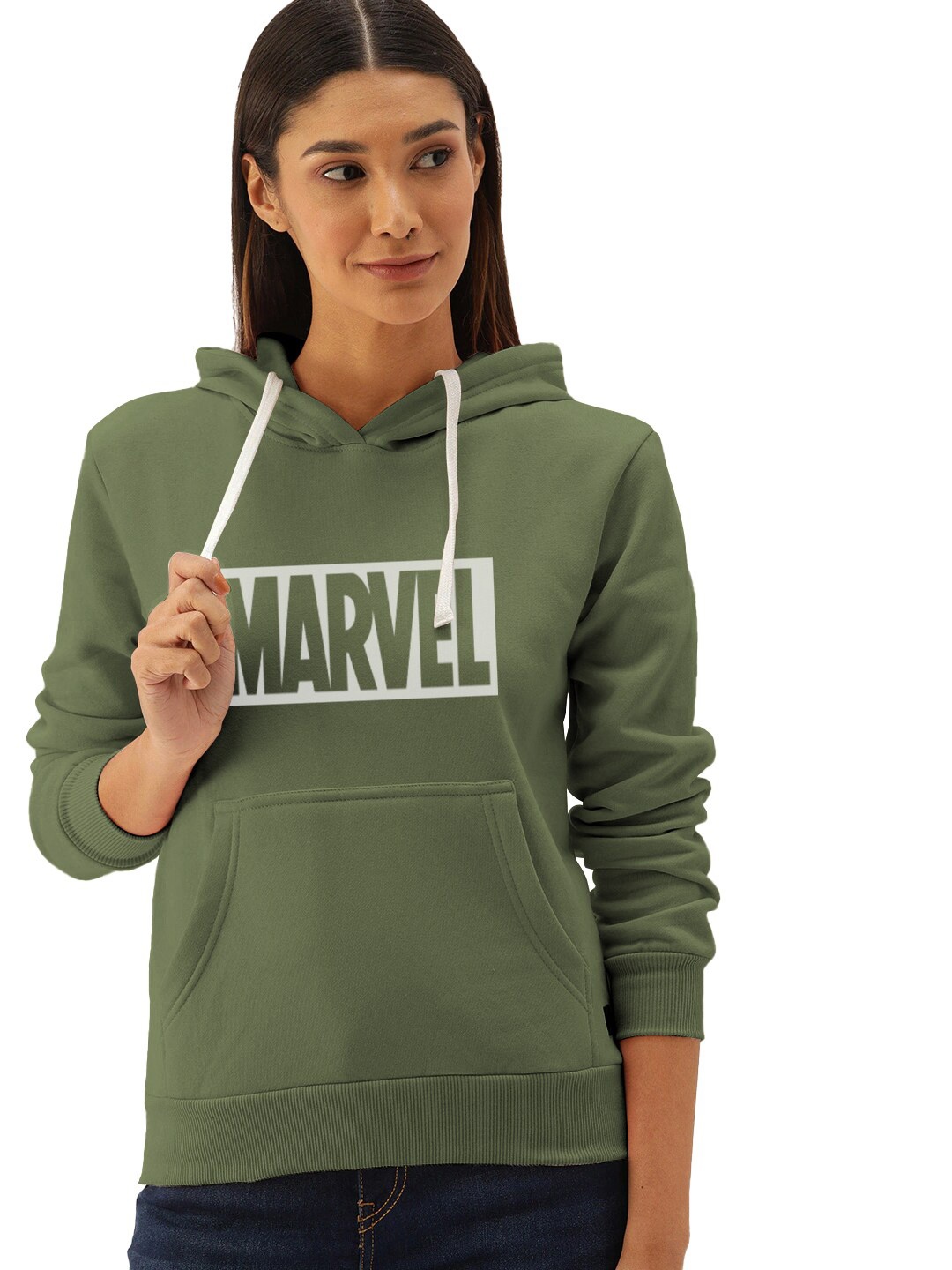 

BAESD Typography Printed Hooded Cotton Sweatshirt, Green