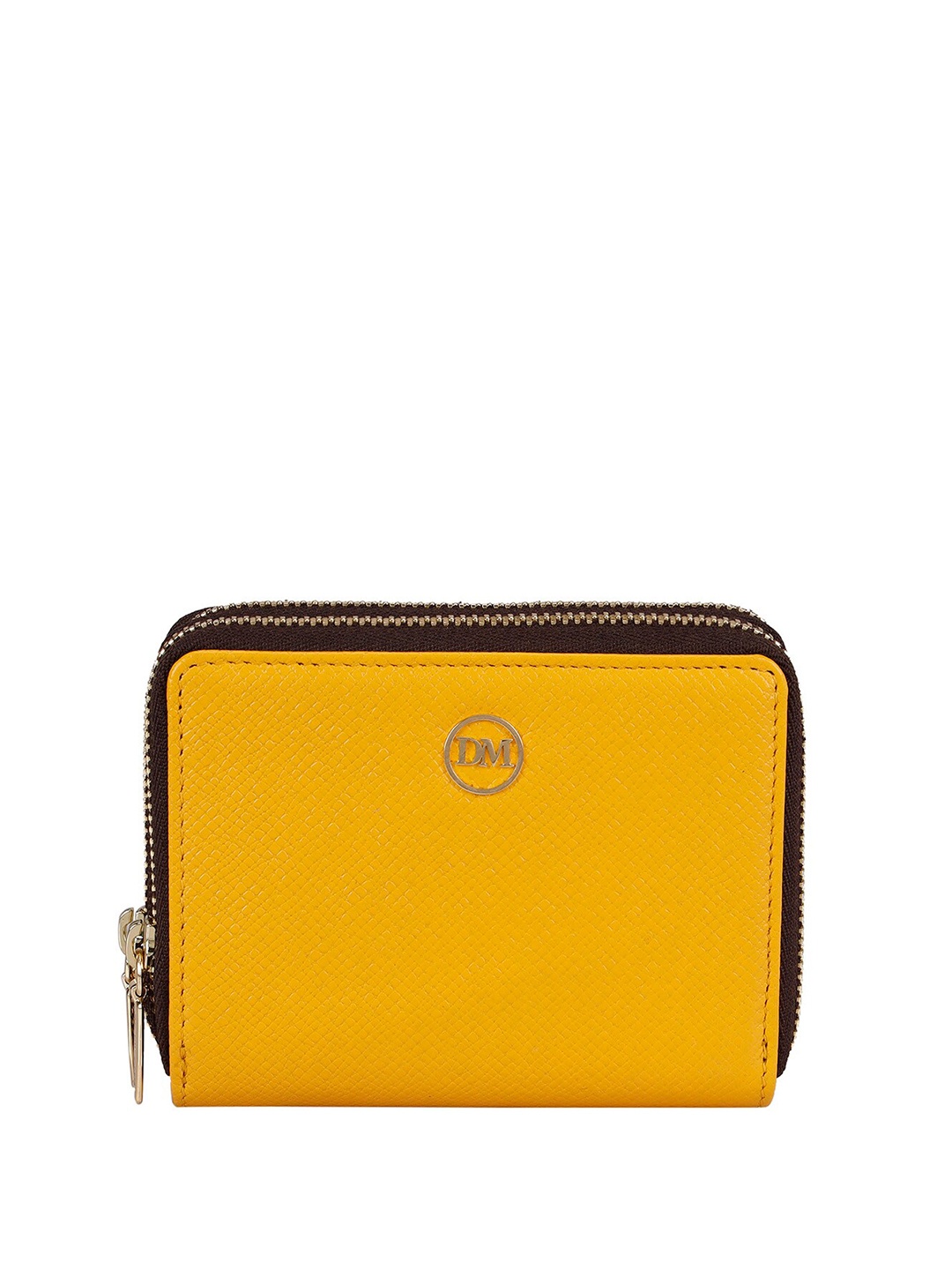 

Da Milano Women Abstract Textured Leather Zip Around Wallet, Yellow