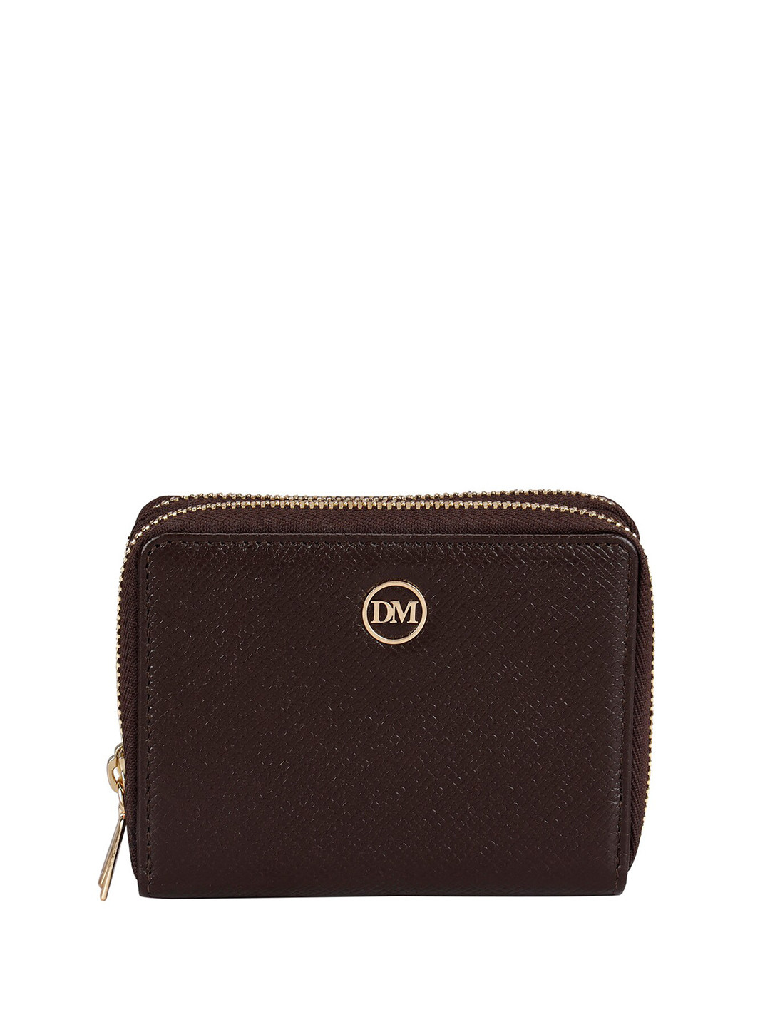 

Da Milano Women Abstract Textured Leather Zip Around Wallet, Brown