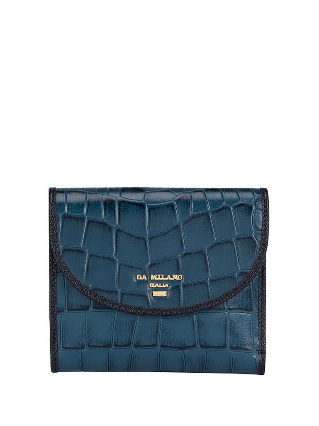 

Da Milano Women Geometric Textured Leather Envelope, Blue