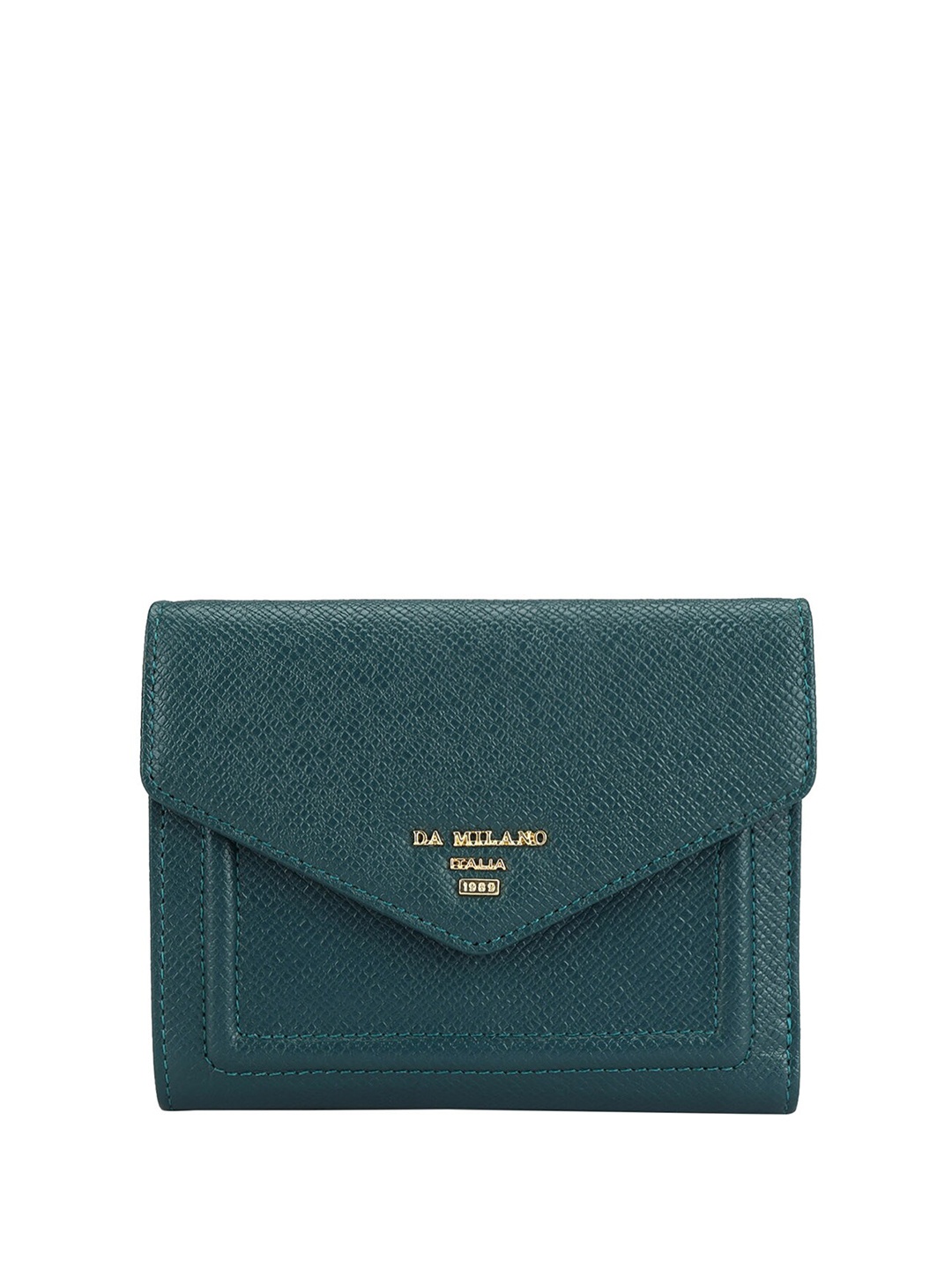 

Da Milano Textured Leather Two Fold Wallet, Green