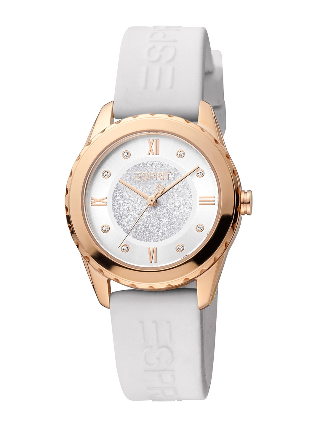 

ESPRIT Women Embellished Brass Dial Reset Time Analogue Watch ES1L320P0125, Silver