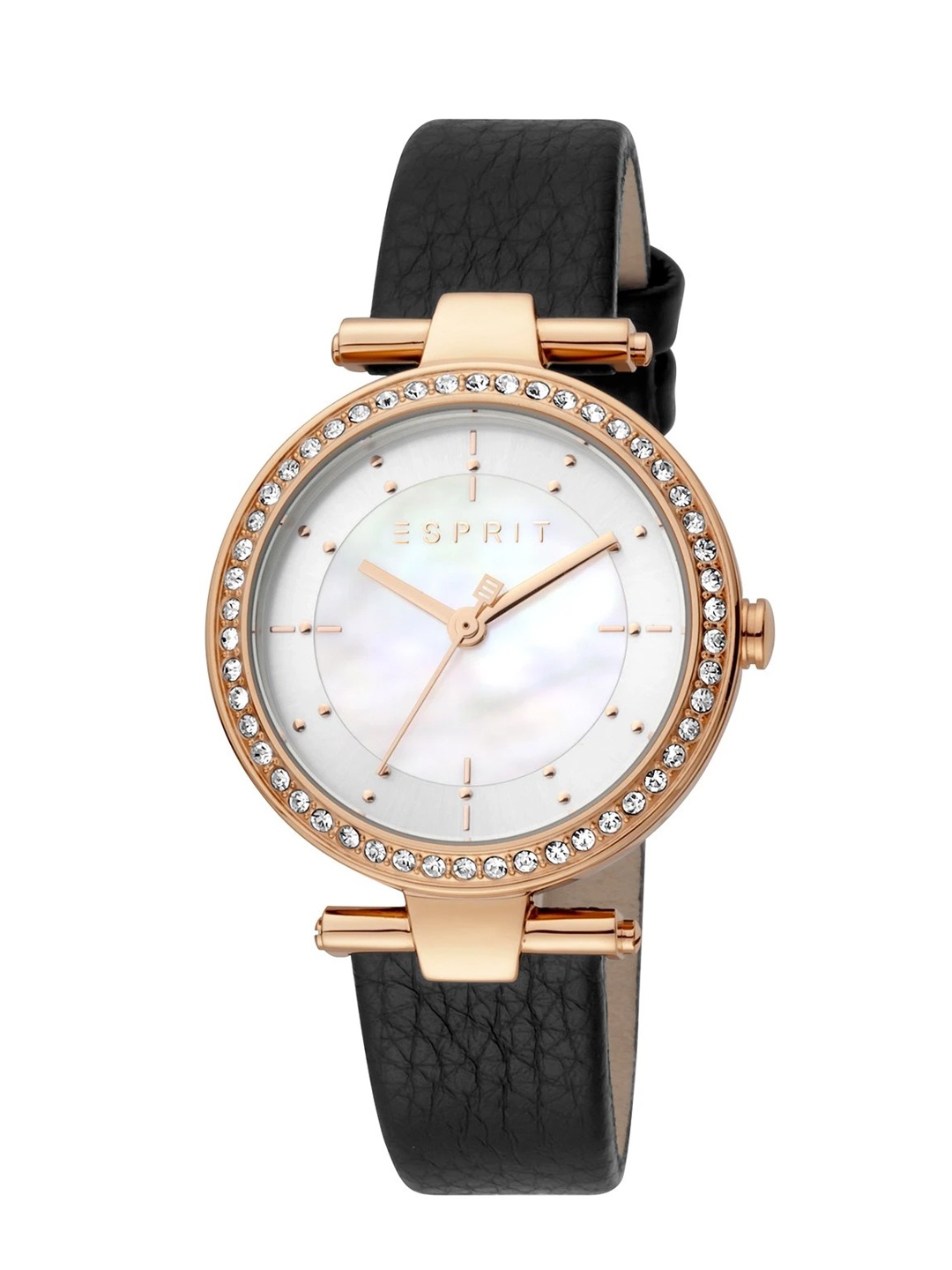 

ESPRIT Women Round Shape Leather Analogue Watch ES1L153L2025, Black