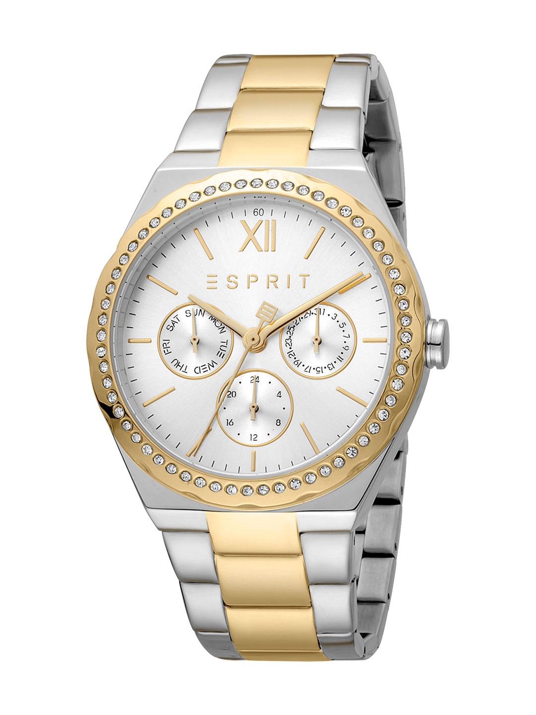 

ESPRIT Women Embellished Dial Bracelet Style Straps Analogue Watch ES1L380M0055, Gold