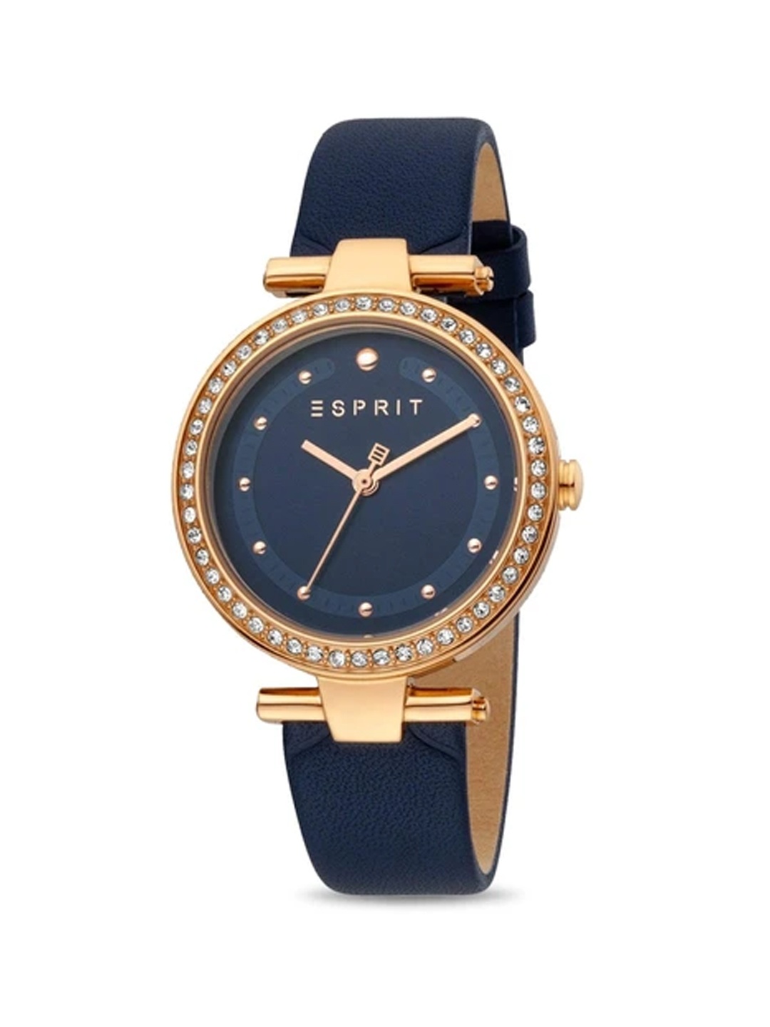 

ESPRIT Women Embellished Dial & Leather Straps Analogue Watch ES1L153L0045, Navy blue