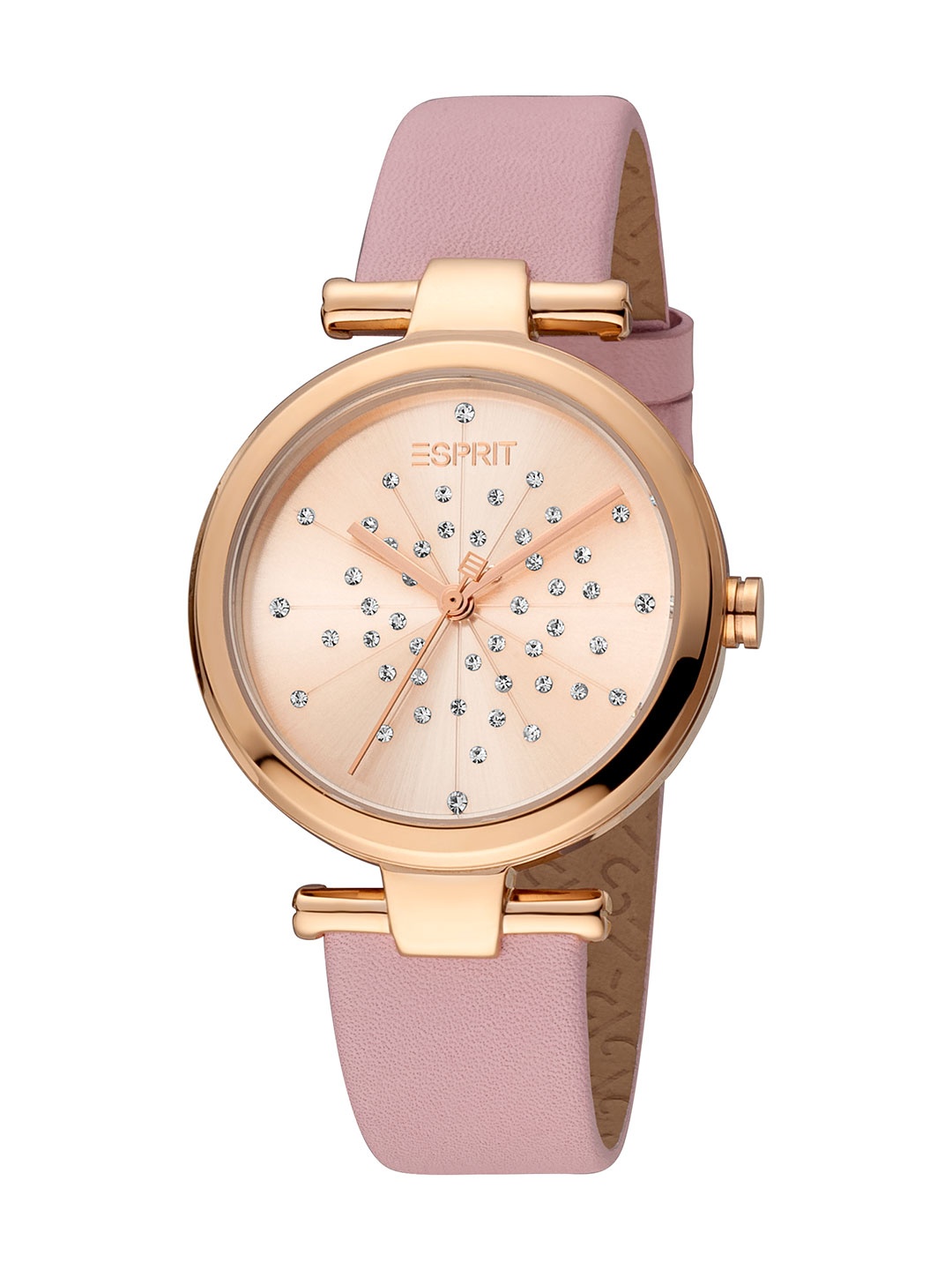 

ESPRIT Women Embellished Dial & Leather Straps Reset Time Analogue Watch ES1L378L0025, Rose gold