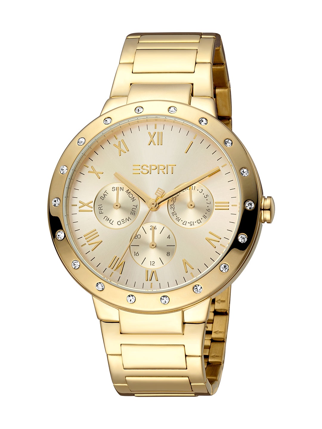 

ESPRIT Women Brass Dial & Stainless Steel Straps Analogue Watch ES1L225M0055, Gold