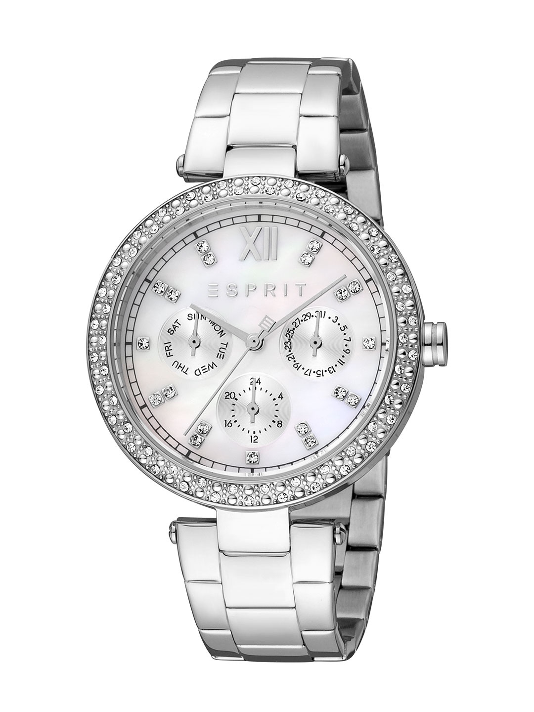 

ESPRIT Women Embellished Dial Stainless Steel Straps Analogue Watch ES1L189M1045, Silver