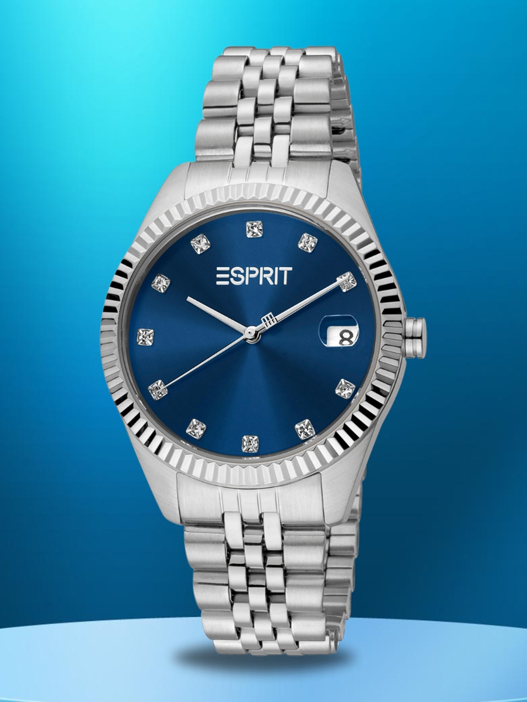 

ESPRIT Women Brass Dial & Stainless Steel Straps Embellished Analogue Watch ES1L379M0015, Silver
